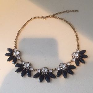 J Crew Navy and Gold Statement Necklace NWOT
